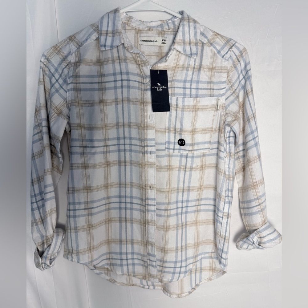 Abercrombie Kids Light Beige and Blue Plaid Shirt
